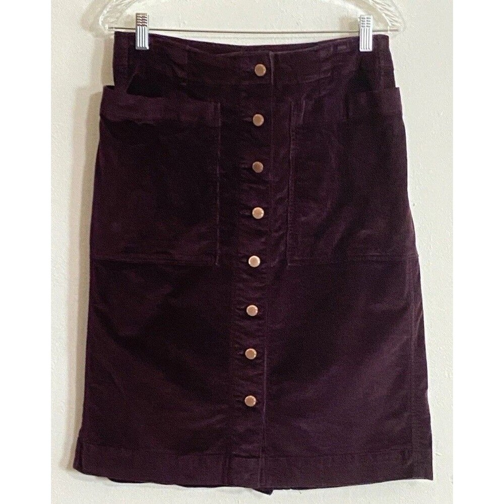 Sonoma Goods For Life Corduroy Skirt Size 10 Plum Button Front Fall Aesthetic
